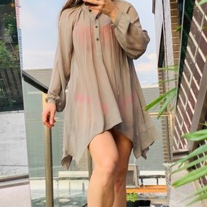 Club Monaco Silk Dress Duster Allover Top Blouse